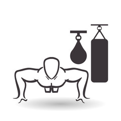 Healthy lifestyle design. Bodybuilding illustration. white backg