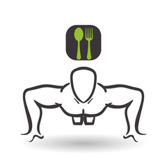 Healthy lifestyle design. Bodybuilding illustration. white backg