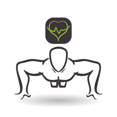 Healthy lifestyle design. Bodybuilding illustration. white backg
