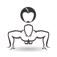 Healthy lifestyle design. Bodybuilding illustration. white backg