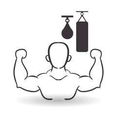 Healthy lifestyle design. Bodybuilding illustration. white backg