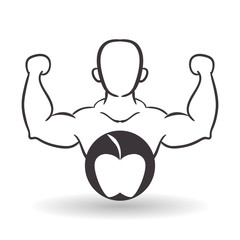 Healthy lifestyle design. Bodybuilding illustration. white backg