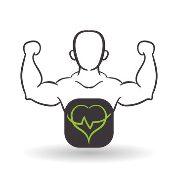 Healthy lifestyle design. Bodybuilding illustration. white backg