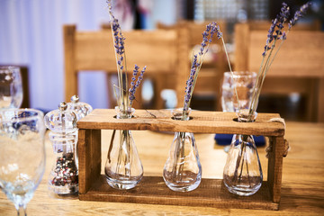 Serving dinner table with herbarium design
