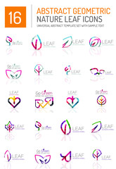 Geometric leaf icon set