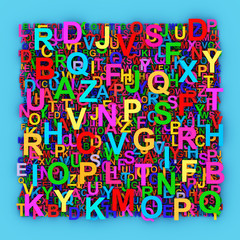 Alphabet background with mixed colorful letters. 