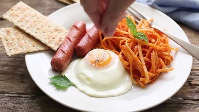 egg and sausage for breakfast