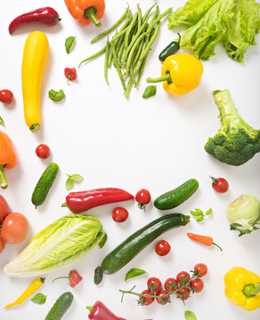 image of different vegetables on white background