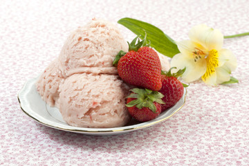 strawberry ice cream and jasmine flower