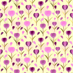 Tulips seamless pattern background; floral vector designed; edit