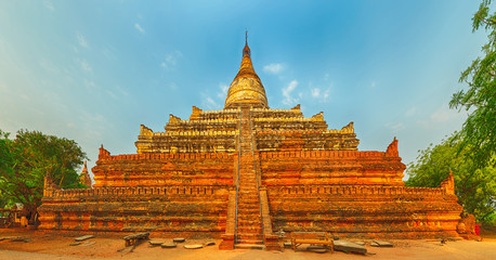Shwesandaw pagoda in Bagan. Myanmar. Panorama
