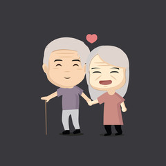 old woman and old man flat vector