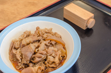 Beef bowl, japanese food, selective focus