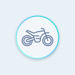 Fototapeta na wymiar offroad bike, motorcycle line icon, motocross pictogram, sign, round stylish icon, vector illustration
