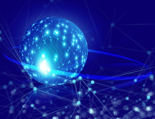 world of particle star abstract ai tech neon glow wave futuristic network background illustration, cyber space time, system of galaxy, light stream of data hologram