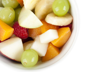 fruits salad in white bowl