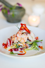 Thai cuisine coconut lime prawn