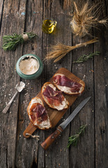 Ciabatta Bread with meat Black Angus Beef with cheese paste and