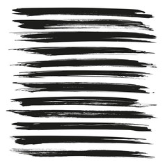 Abstract black vector brush long strokes big set isolated on a w