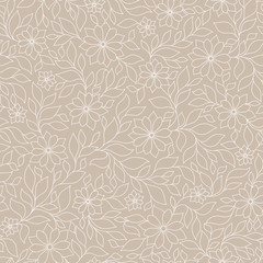 Ornate floral seamless texture, endless pattern with flowers.