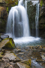 Waterfall in Lumsdale Valley in Matlock, Derbyshire, UK