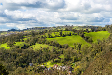 Fototapeta na wymiar View of English countryside from Heights of Abraham, Derbyshire
