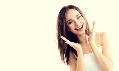 Fototapeta premium young woman showing smile