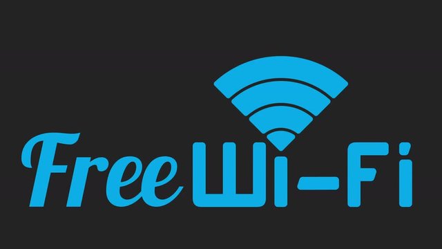Animated Free Wi-Fi. Wireless network icon. Wi Fi symbol. Animation of wifi element in 4K on black.