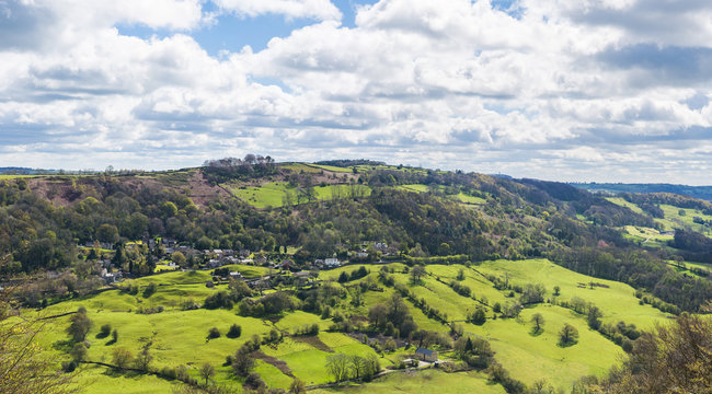 View of English countryside from Heights of Abraham, Derbyshire
