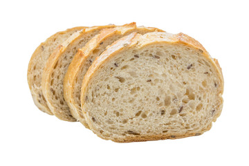 Slice french bread isolated on white background