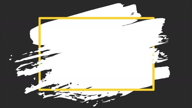 Brush stroke transition background with square frame. Animation of paint splash in 4K. Digital on-screen graphic footage. Abstract background for ad and presentations.