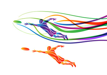 Obraz na płótnie Canvas Ultimate sport flying disc player creative color silhouette