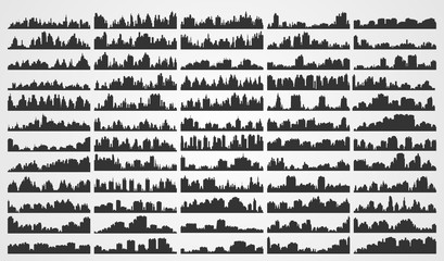 Set city silhouettes