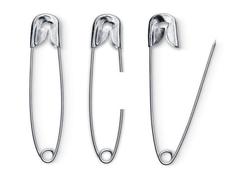 Set of safety pin solated background