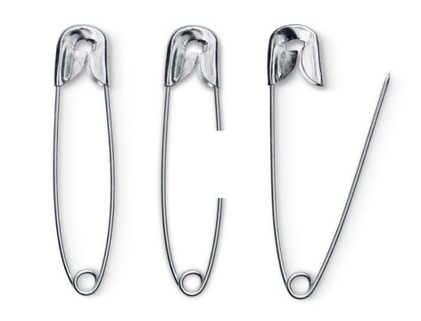 Premium Vector  Set of realistic safety pins for clothes, safety