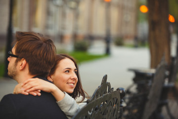 Happy young couple hugging