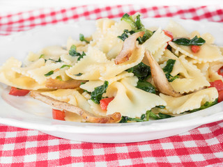 pasta with bacon in a white plate