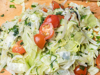 cutting vegetables for salad