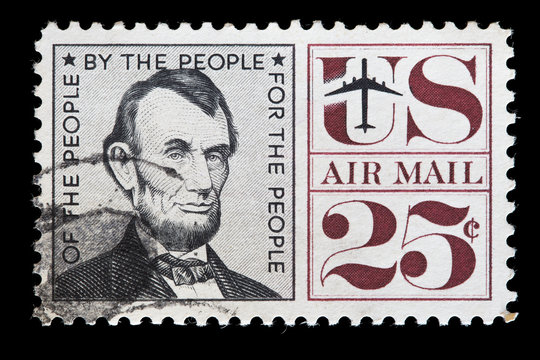 United States used postage stamp showing the President Abraham Lincoln