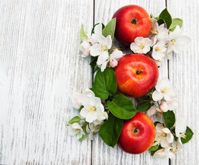 apples and apple tree blossoms