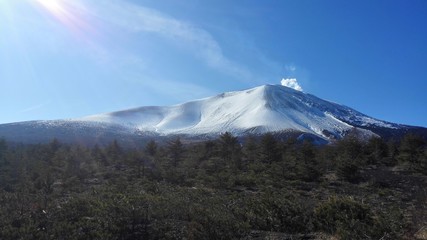 Fototapeta na wymiar 晴れの浅間山 sunny mountain