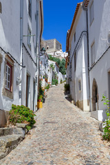 Castle seen form the Medieval Jewish Quarter / Ghetto (Judiaria) in Castelo de Vide,  Alto Alentejo, Portugal.