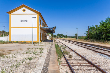 Fototapeta na wymiar Deactivated train station of Crato. One of the many deactivated stations in the interior of Portugal (Alentejo).