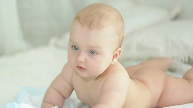 Portrait of an infant. Six-month-old boy.