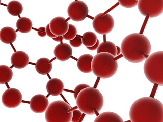 red molecule on white background