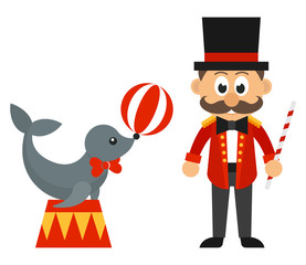 circus man and circus seal