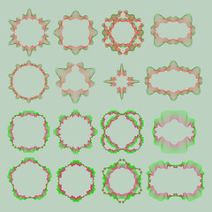 Set of  guilloche. Rosette vector elements.