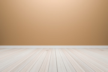 Empty interior light brown room with wooden floor, For display o