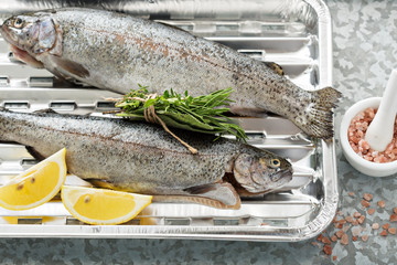 Rainbow trout ready to be grilled