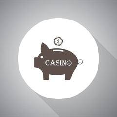 Casino Piggy bank with a chip vector icon